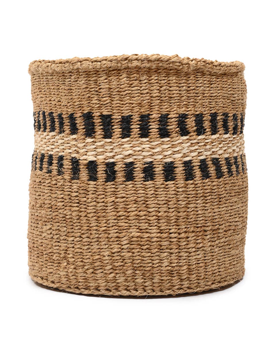 TUKIO: Charcoal Stripe Woven Storage Basket