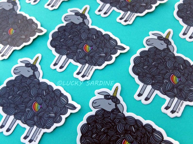 Black Sheep Unicorn, Magical Rainbow Self Love Vinyl Sticker