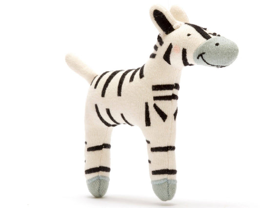 Small Organic Zebra Plush Baby Toy - 2 Legs