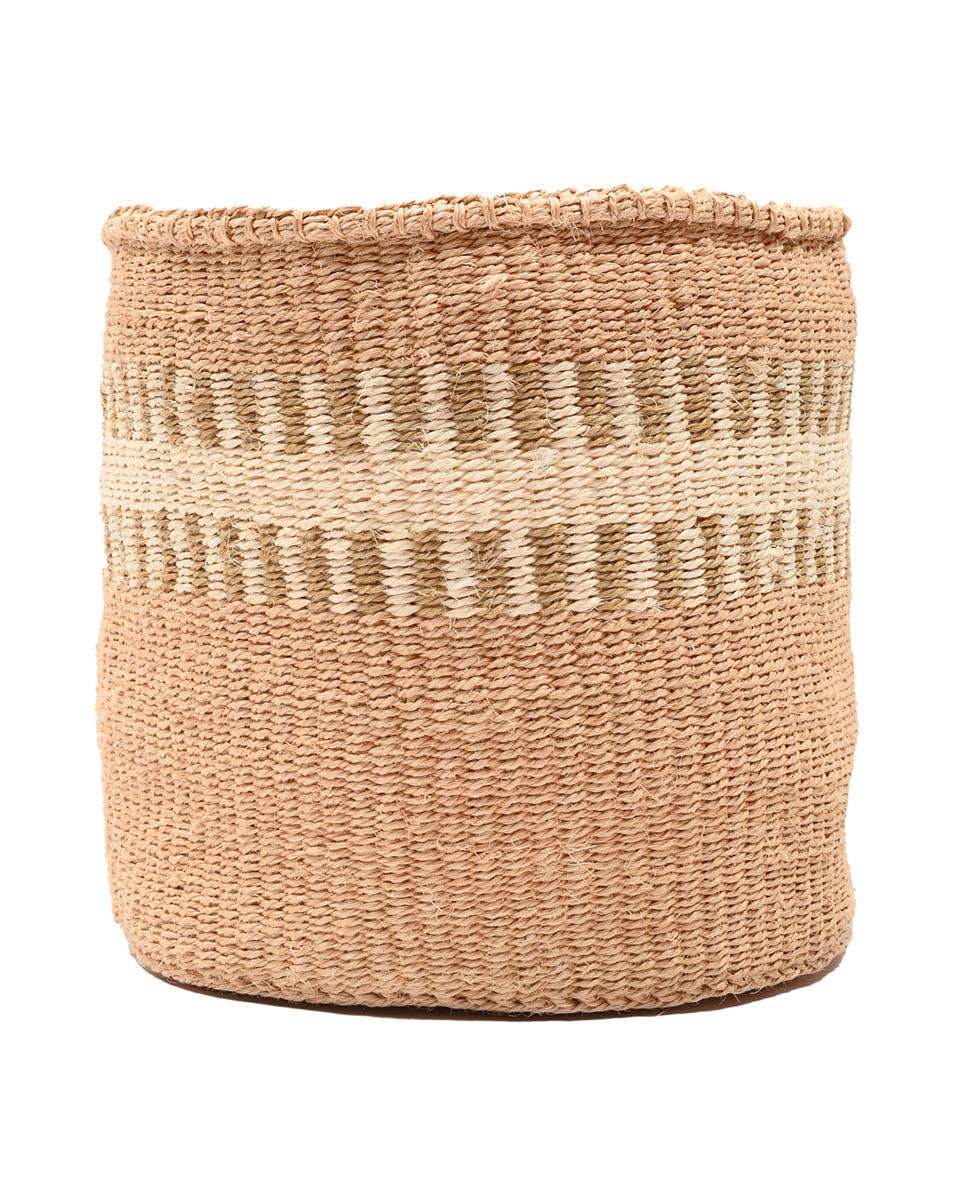 KANZU: White Stripe Woven Stoage Basket