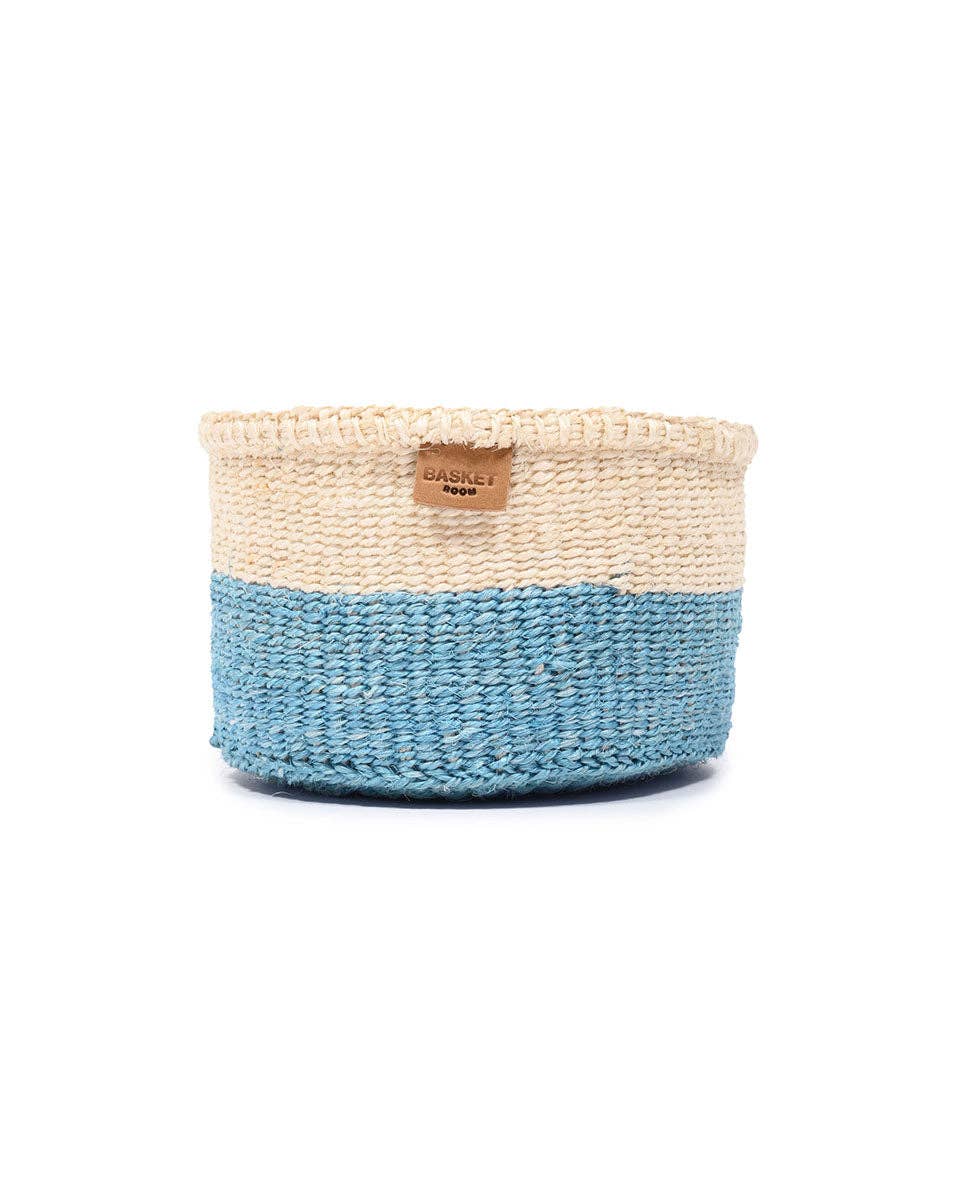 ZURI: Powder Blue Colour Block Woven Basket