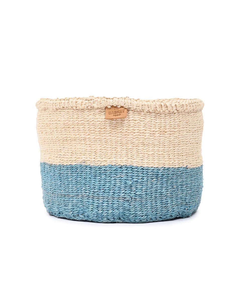 ZURI: Powder Blue Colour Block Woven Basket