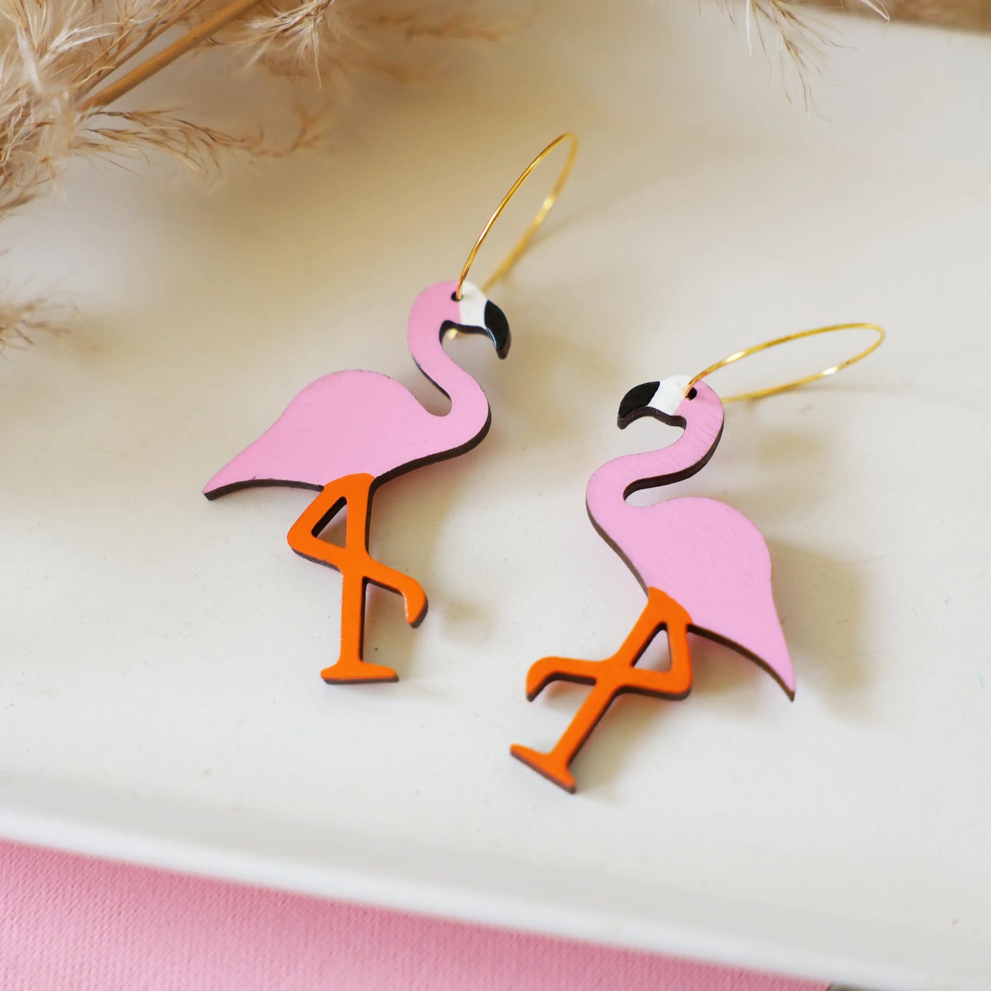 Pink Flamingo Hoop Earrings