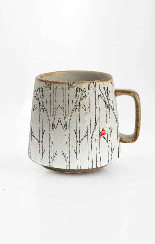 Aspen Trees with Cardinal Stoneware Mug