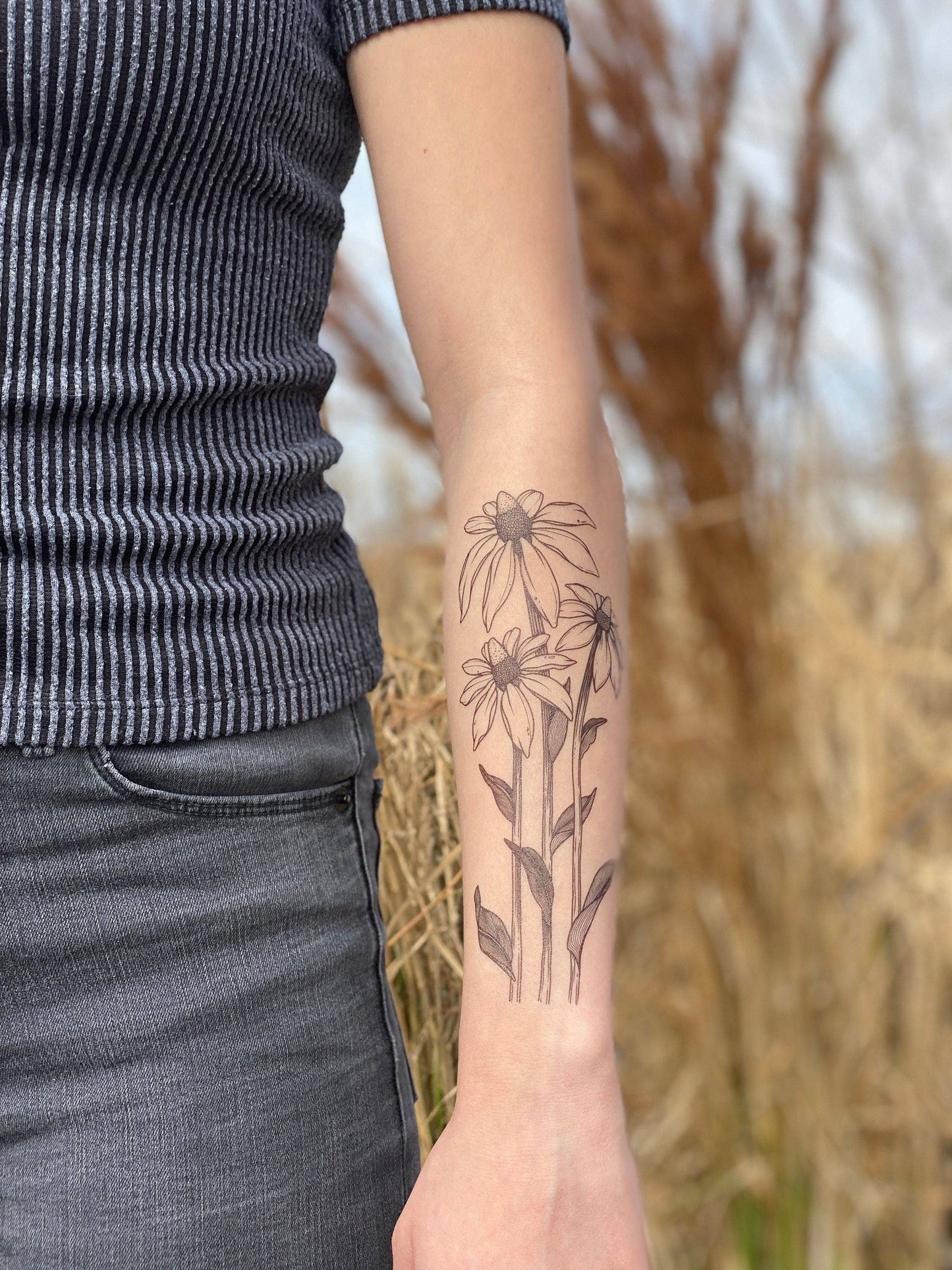 Coneflower Temporary Tattoo