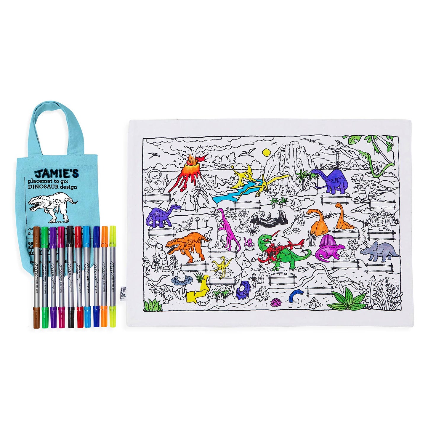 Coloring Mat - DIY Craft Kit - Dinosaur Placemat to Go