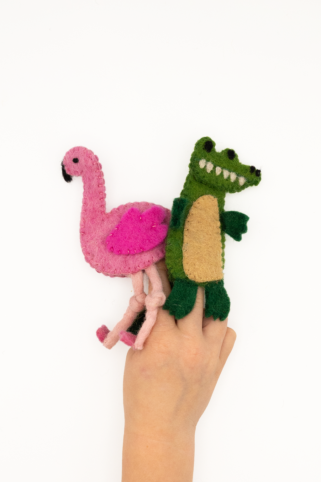 Finger Puppet -  Alligator and Flamingo (Tropical theme) 