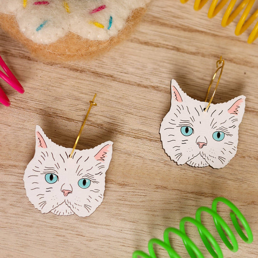 Persian Cat Hoop Earrings