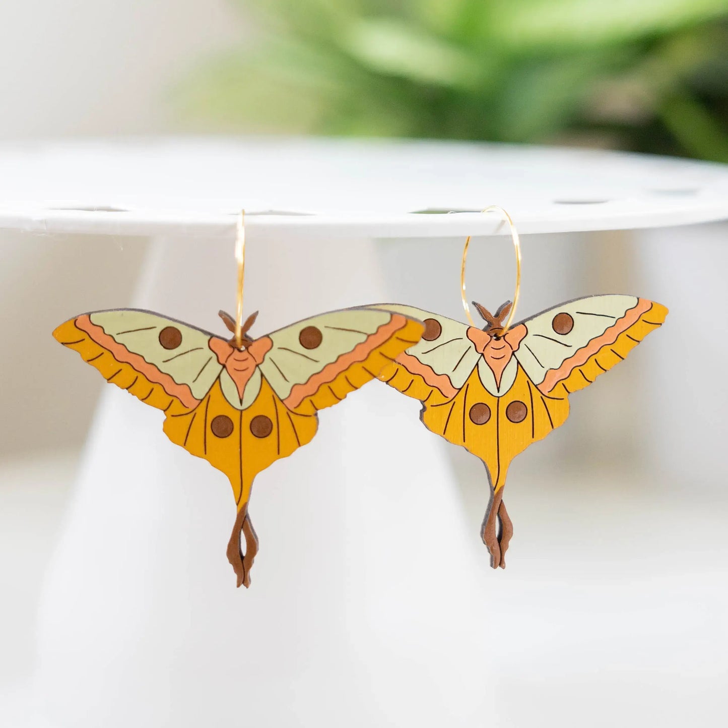 70s Moth Hoop Earrings