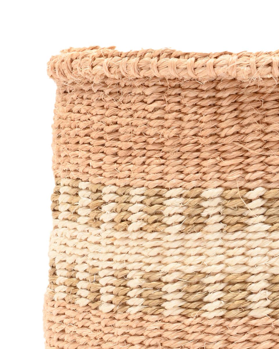 KANZU: White Stripe Woven Stoage Basket