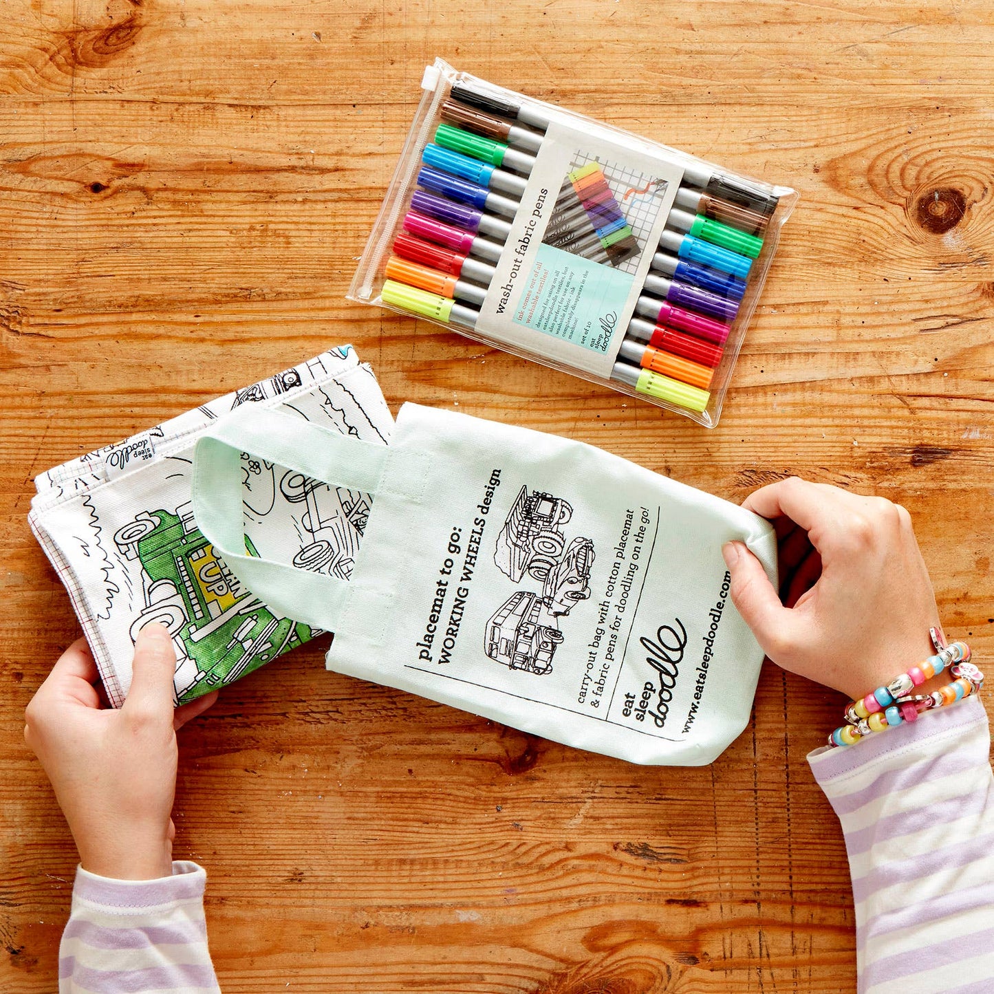 DIY Coloring Kit - Cars, Trucks & Tractors Placemat to Go