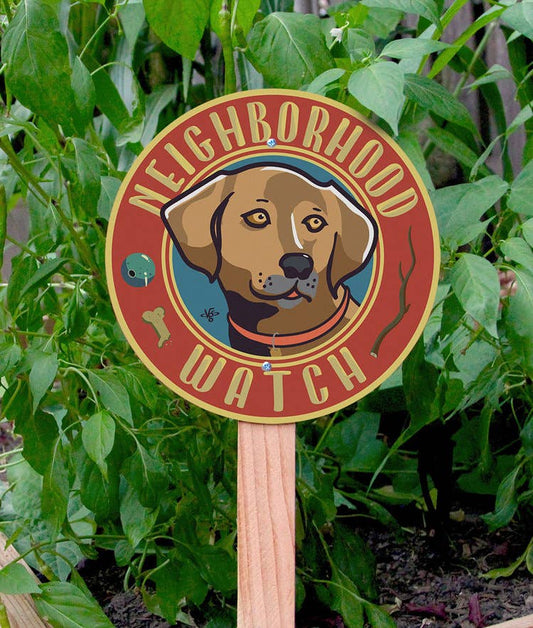 Neighborhood Watch Brown Dog - Garden Sign