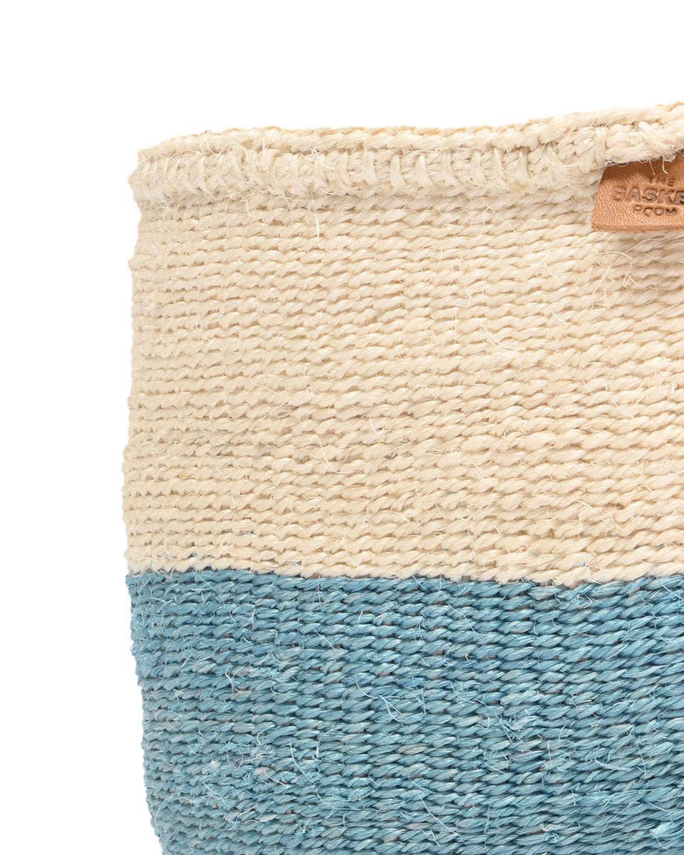 ZURI: Powder Blue Colour Block Woven Basket