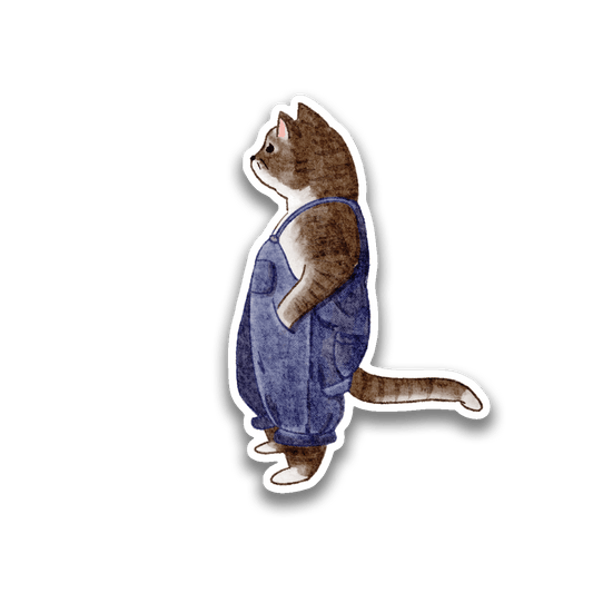 Cat in Overalls Sticker