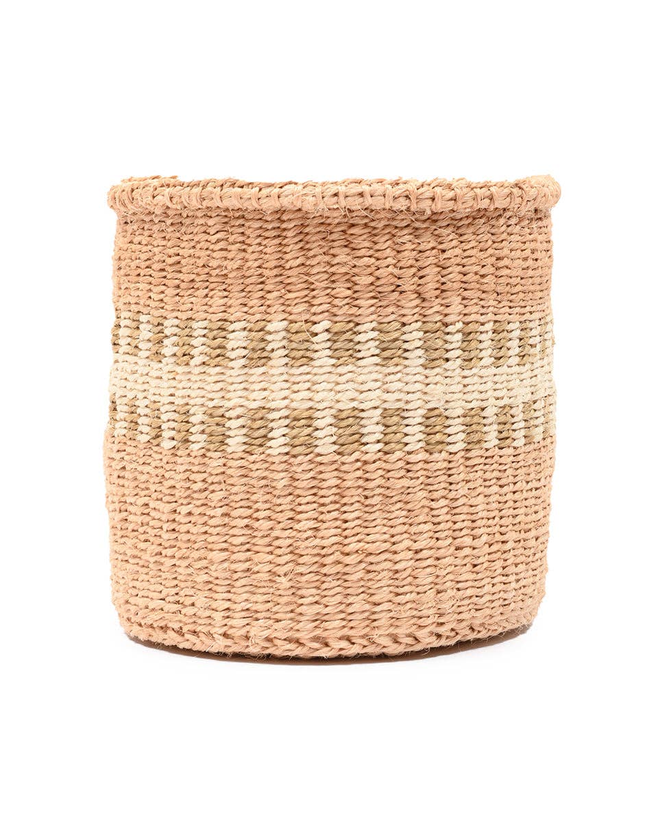 KANZU: White Stripe Woven Stoage Basket