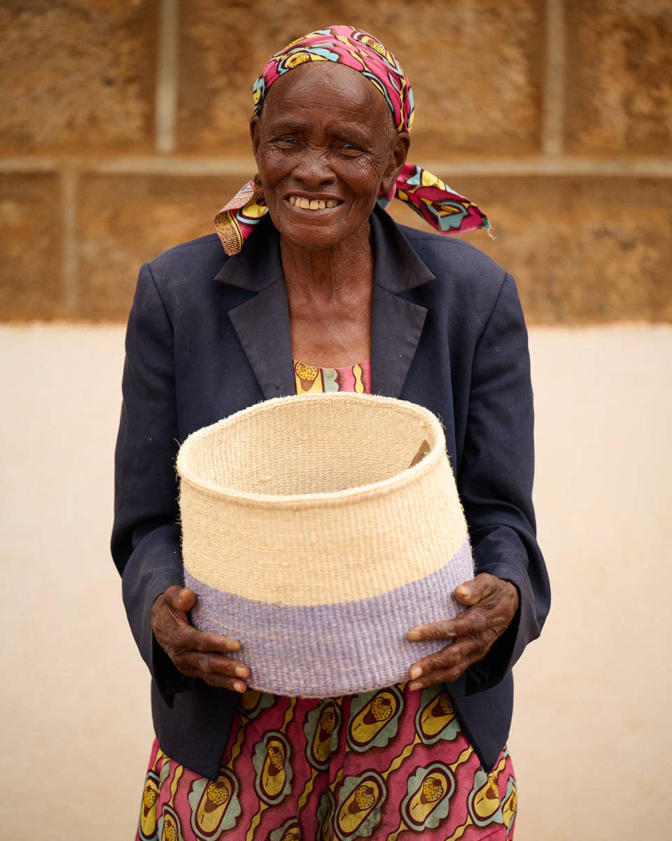 JADALA: Lavender Colour Block Woven Basket