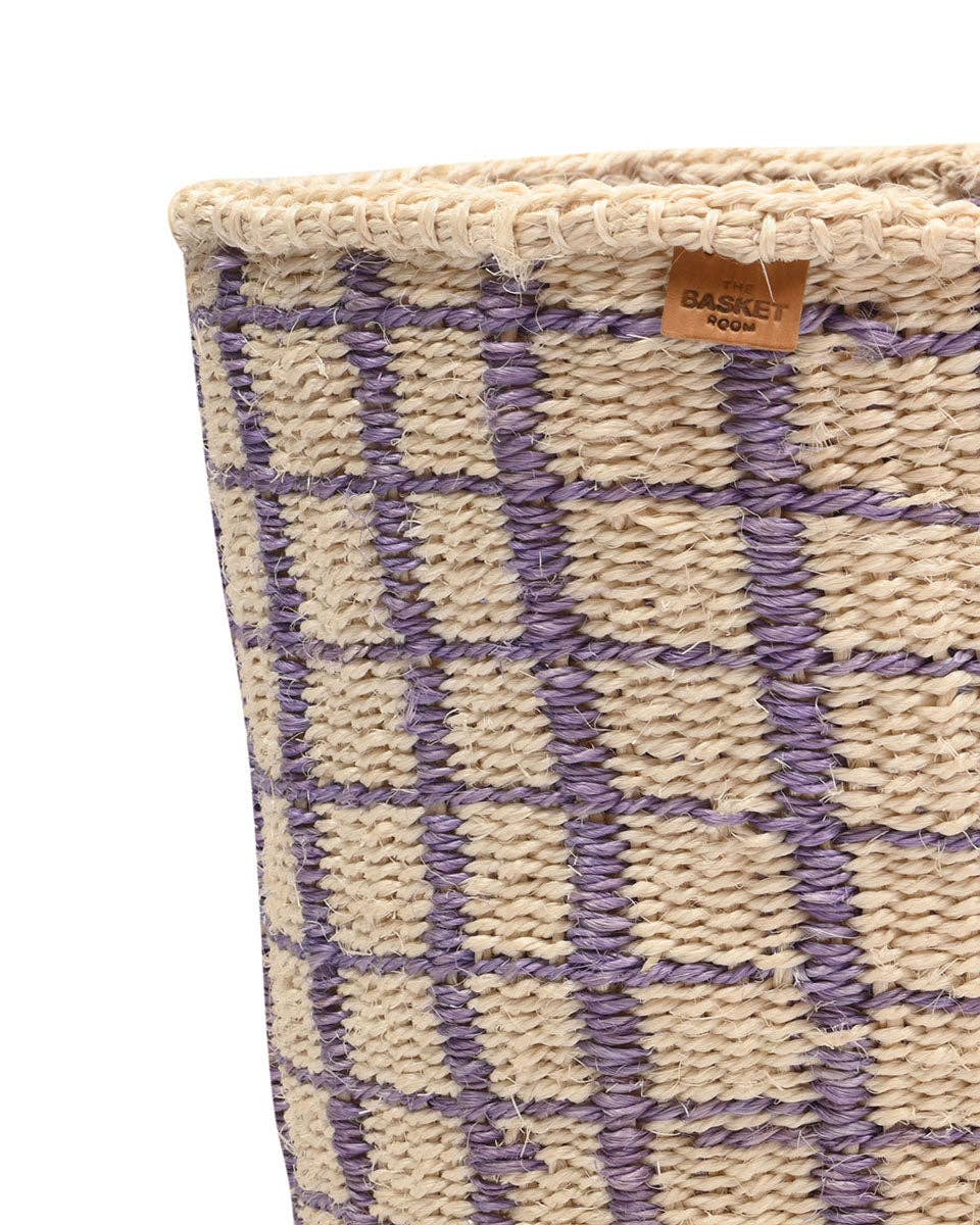 CHANGIA: Lavender Check Woven Storage Basket