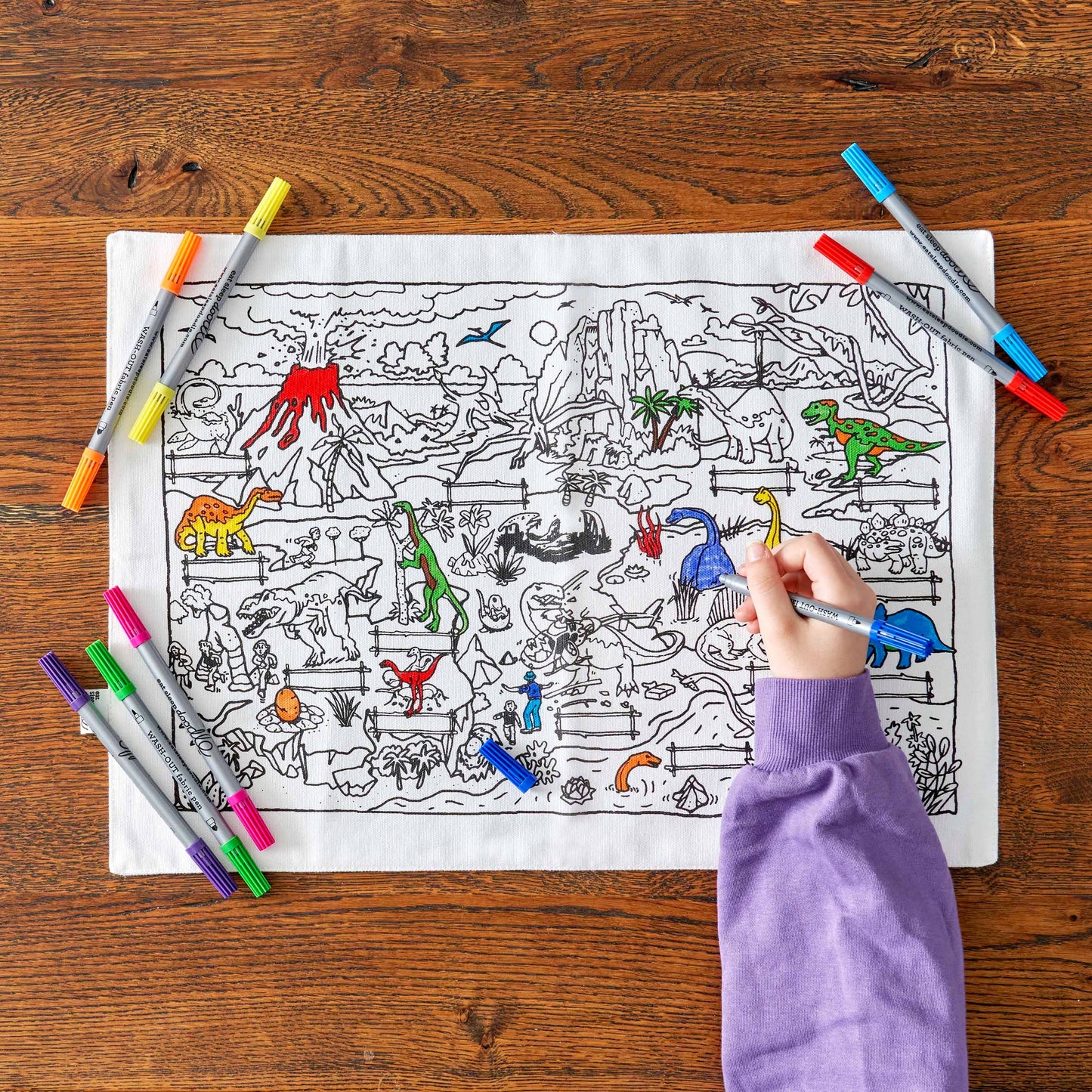 Coloring Mat - DIY Craft Kit - Dinosaur Placemat to Go