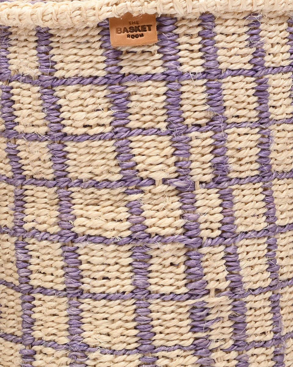 CHANGIA: Lavender Check Woven Storage Basket