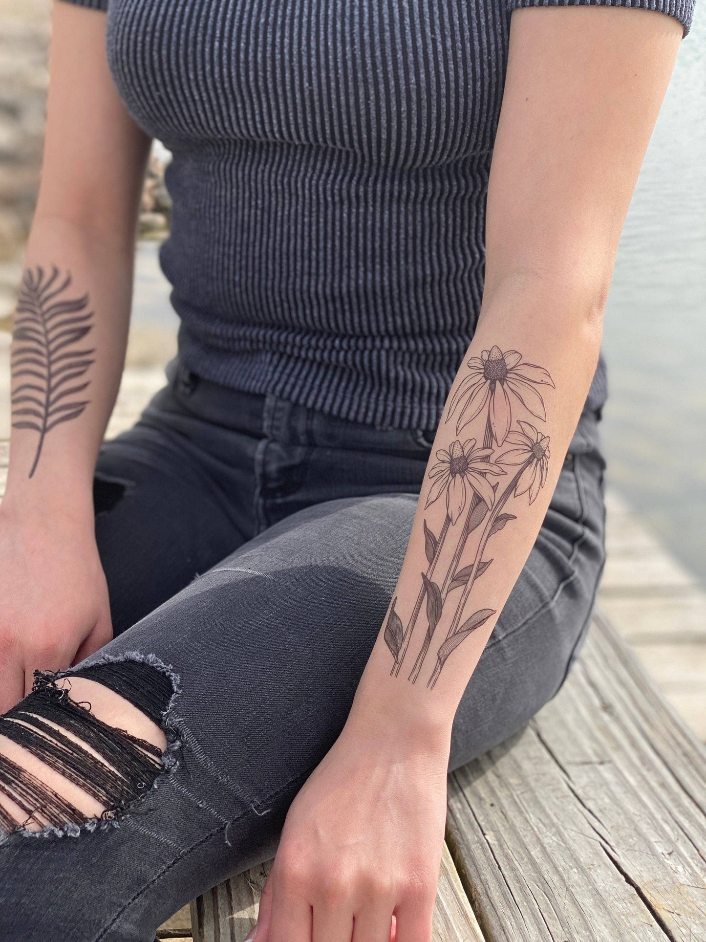 Coneflower Temporary Tattoo