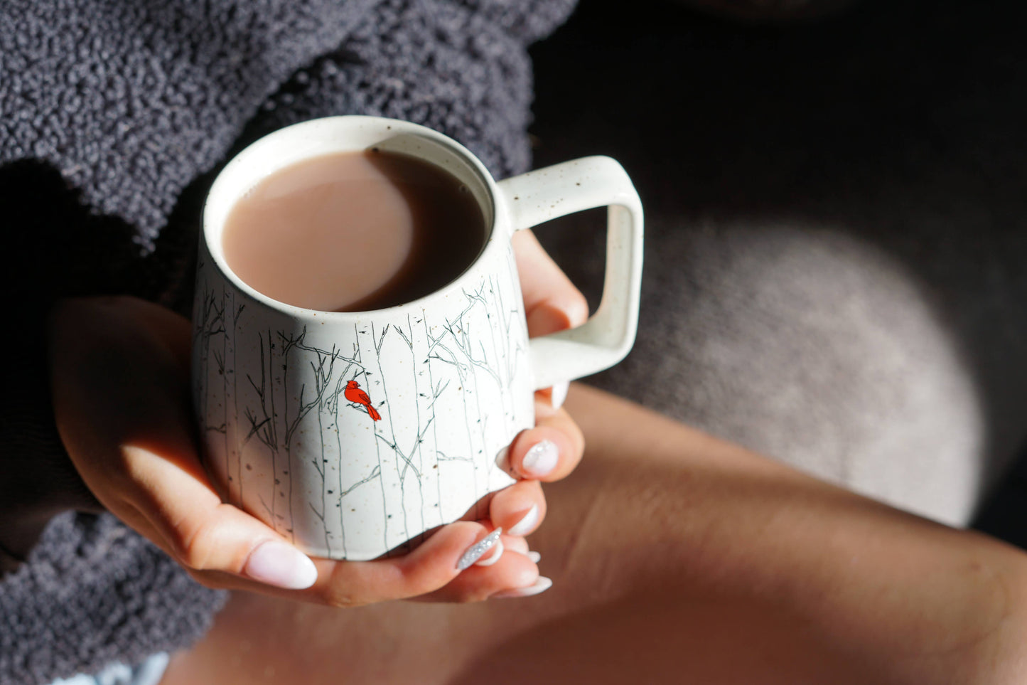 Aspen Trees with Cardinal Stoneware Mug