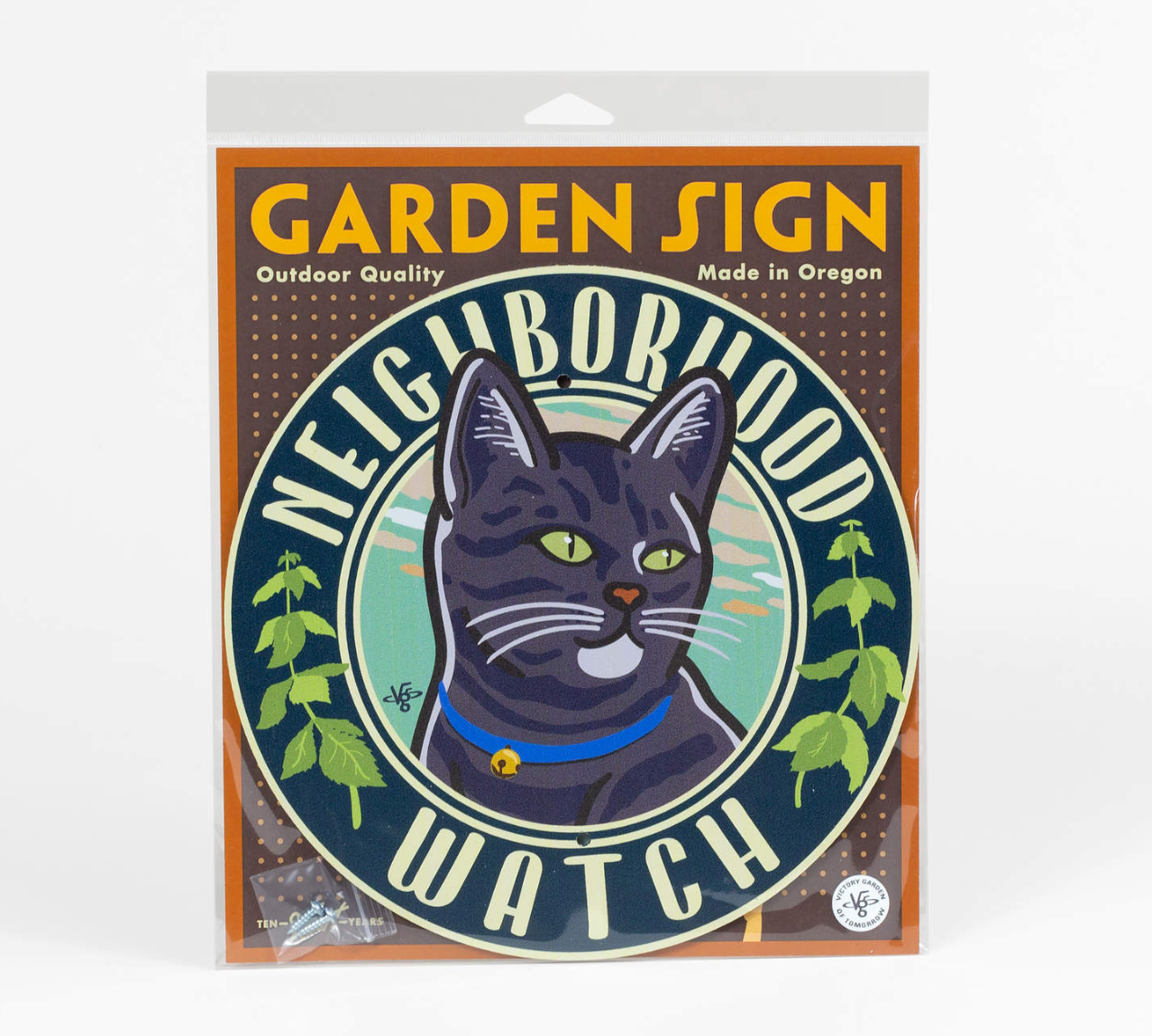 Neighborhood Watch Grey Tabby- Garden Sign