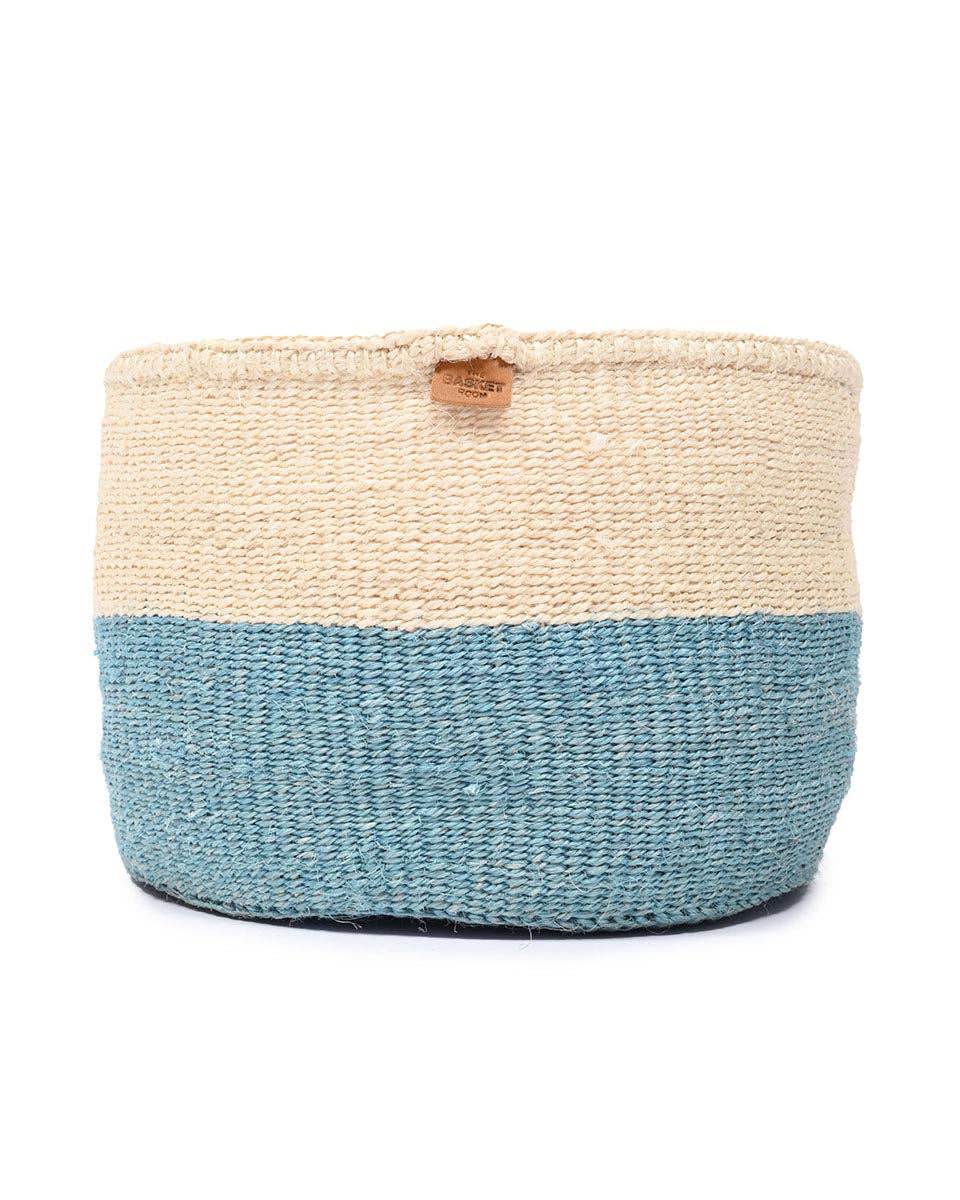 ZURI: Powder Blue Colour Block Woven Basket