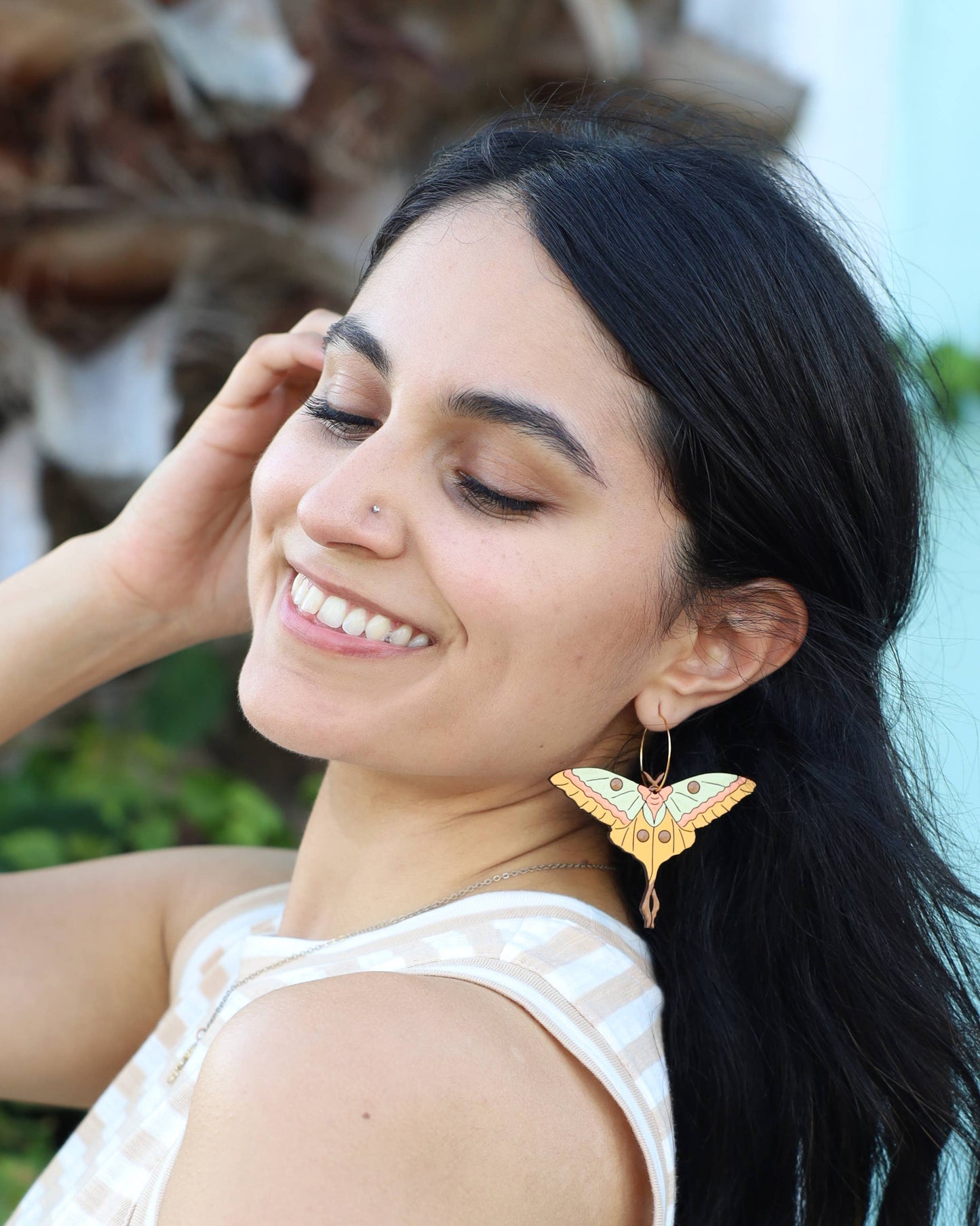 70s Moth Hoop Earrings