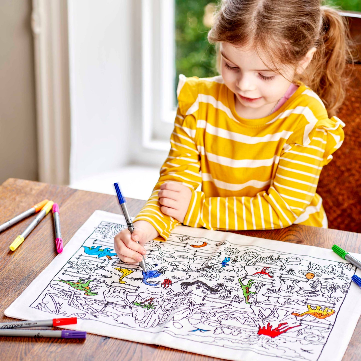 Coloring Mat - DIY Craft Kit - Dinosaur Placemat to Go