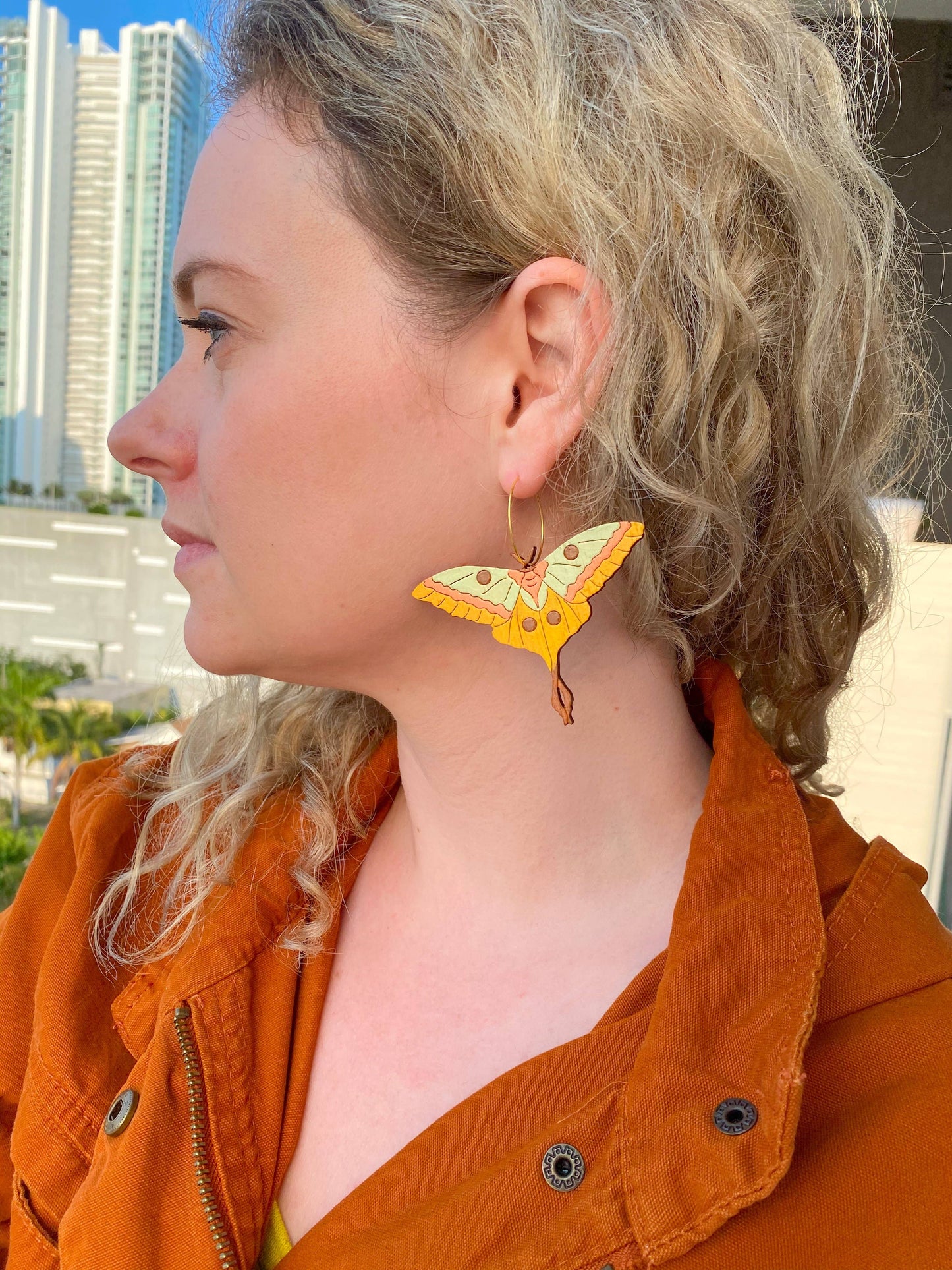 70s Moth Hoop Earrings