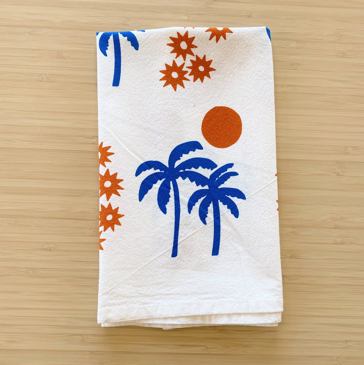 White Palm Sunset 20" Tea Towel - Silkscreened 100% Cotton