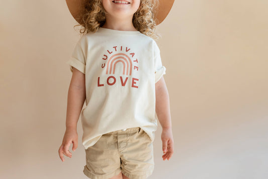 Cultivate Love kid's graphic tee, rainbow t-shirt, toddler