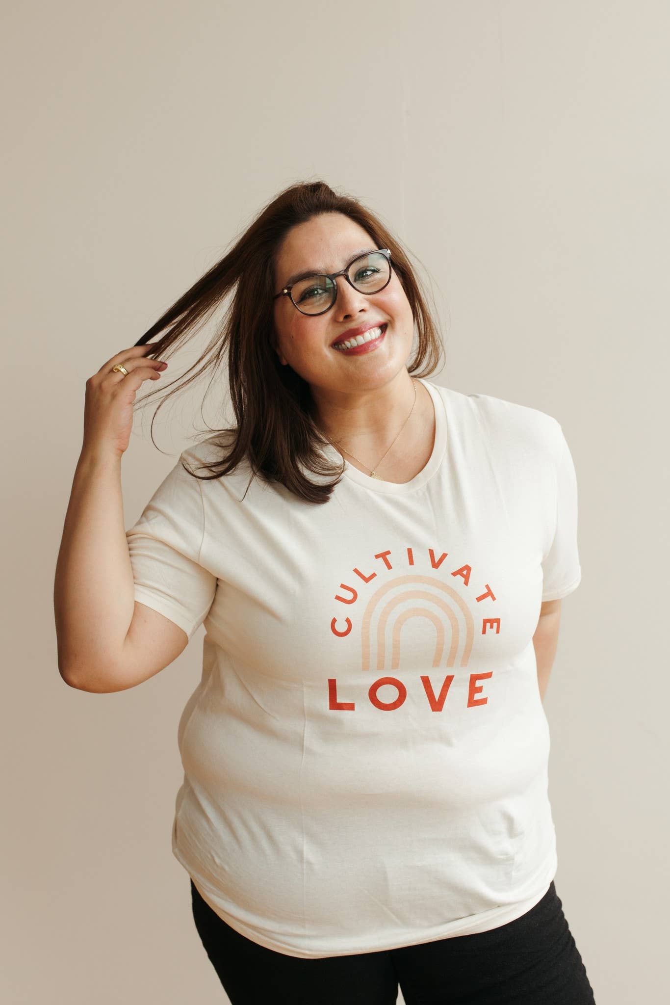 Cultivate Love, Adult Graphic Rainbow Tee, Positive Shirt