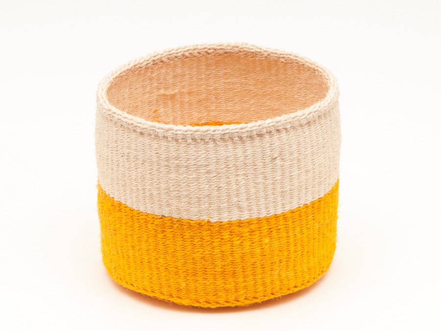 RUKIA: Orange Colour Block Woven Basket