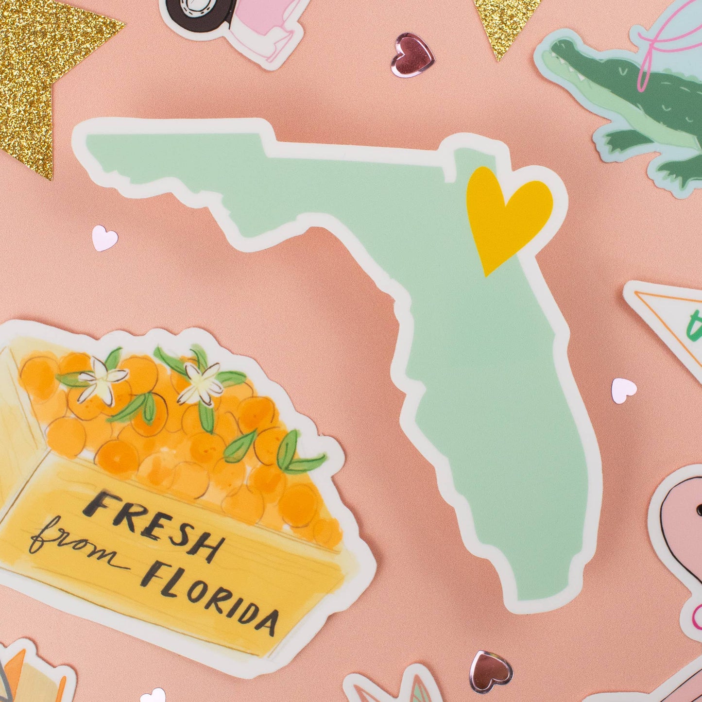 Mint Florida Heart Sticker