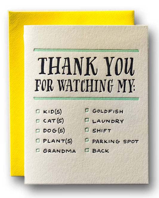 Thanks For Watching Thank You Card