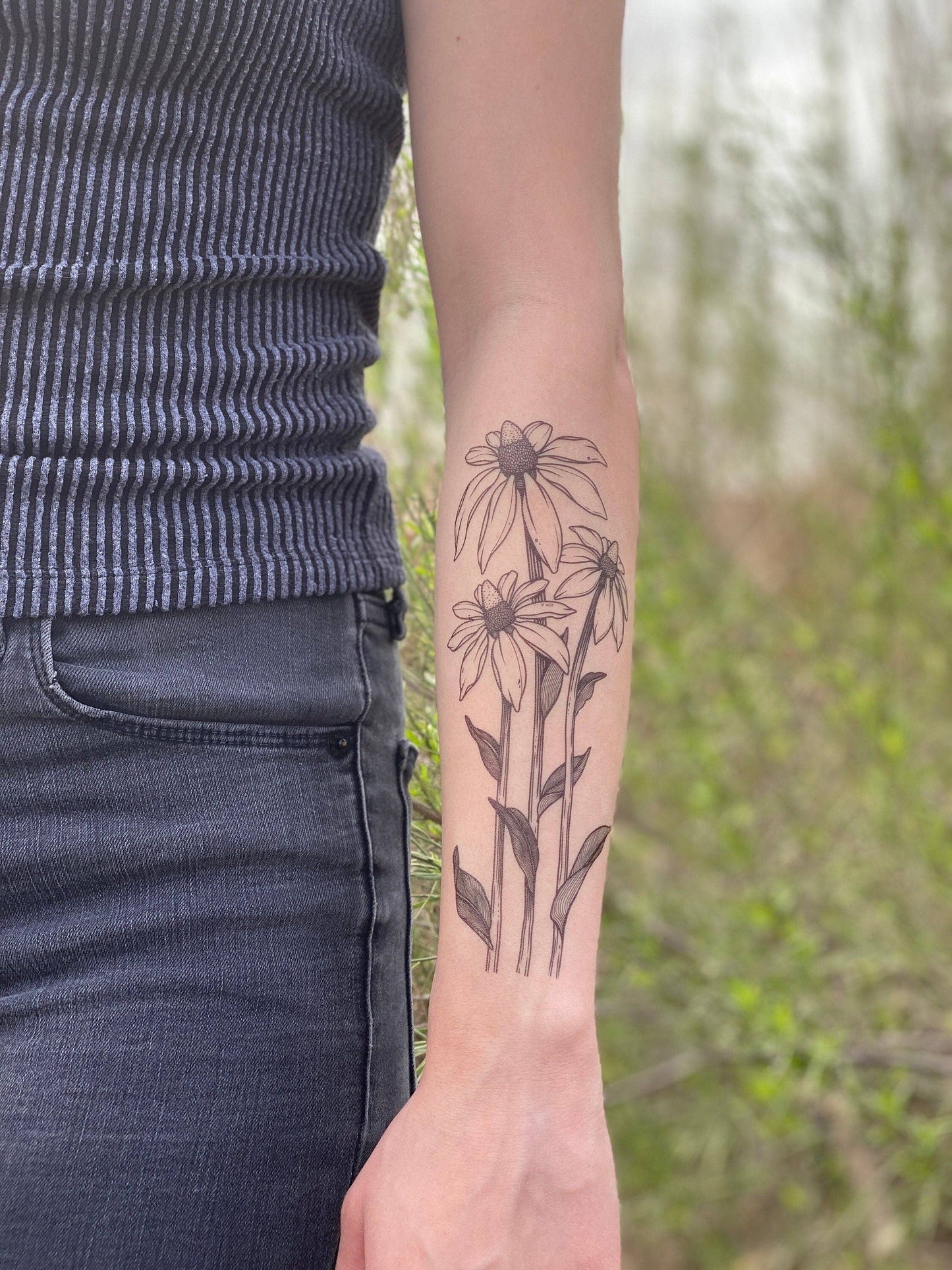 Coneflower Temporary Tattoo