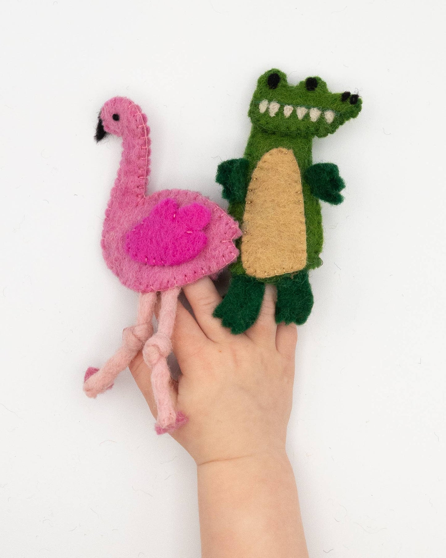 Finger Puppet -  Alligator and Flamingo (Tropical theme) 