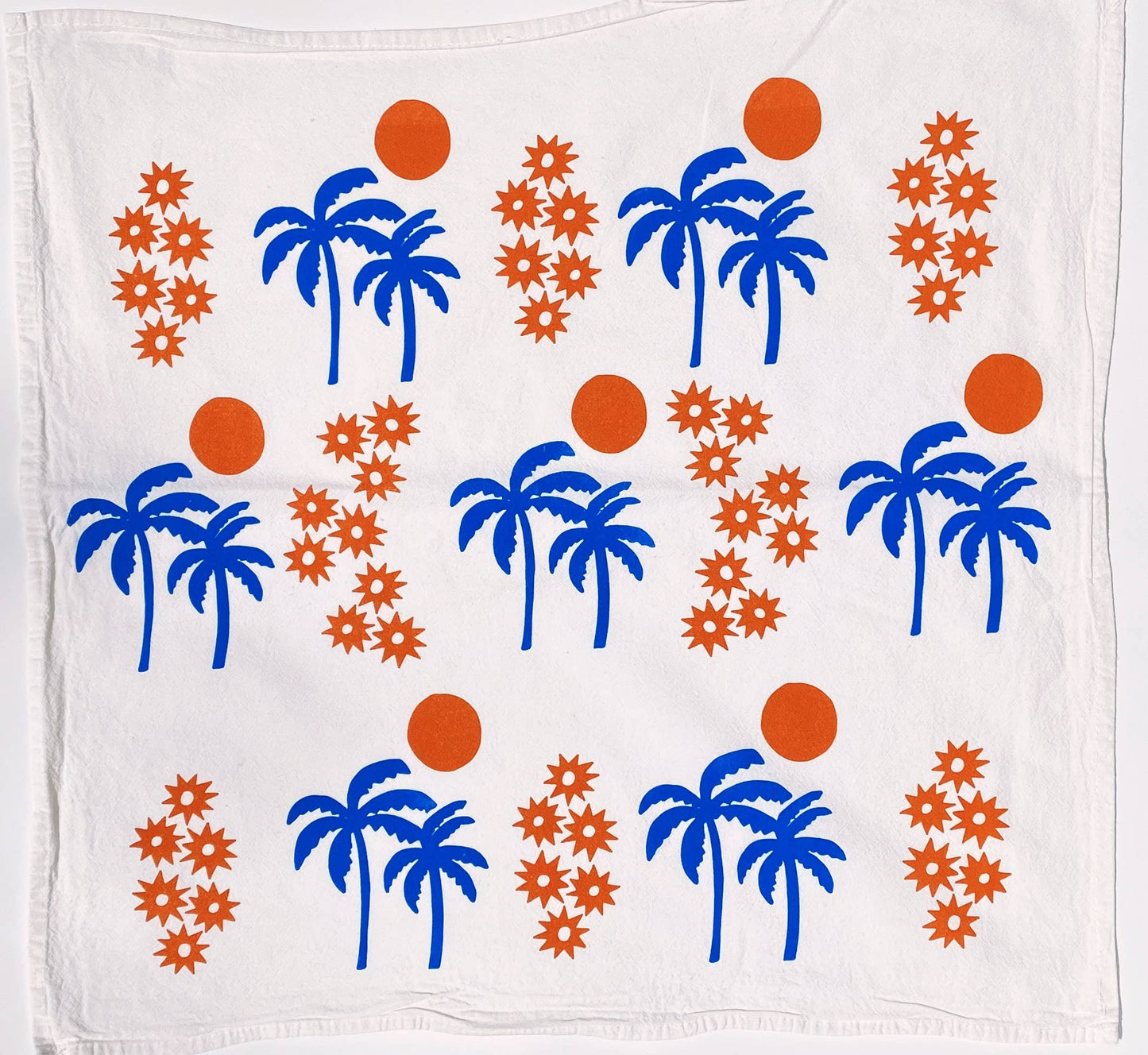 White Palm Sunset 20" Tea Towel - Silkscreened 100% Cotton