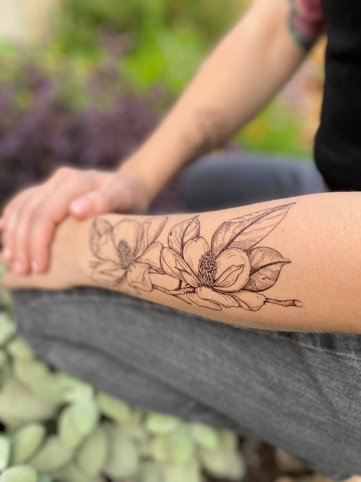 Magnolia Flower Temporary Tattoo