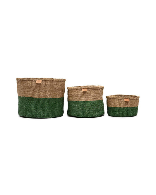 UMA: Green & Brown Duo Colour Block Woven Basket