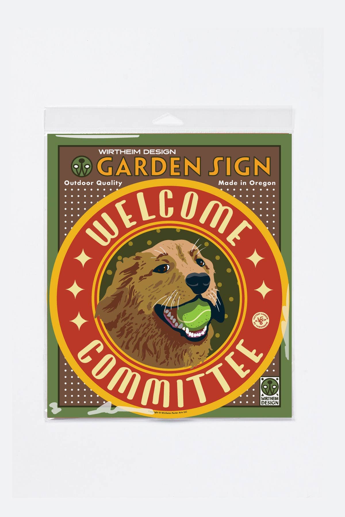 Welcome Committee: Golden Retriever Garden Sign