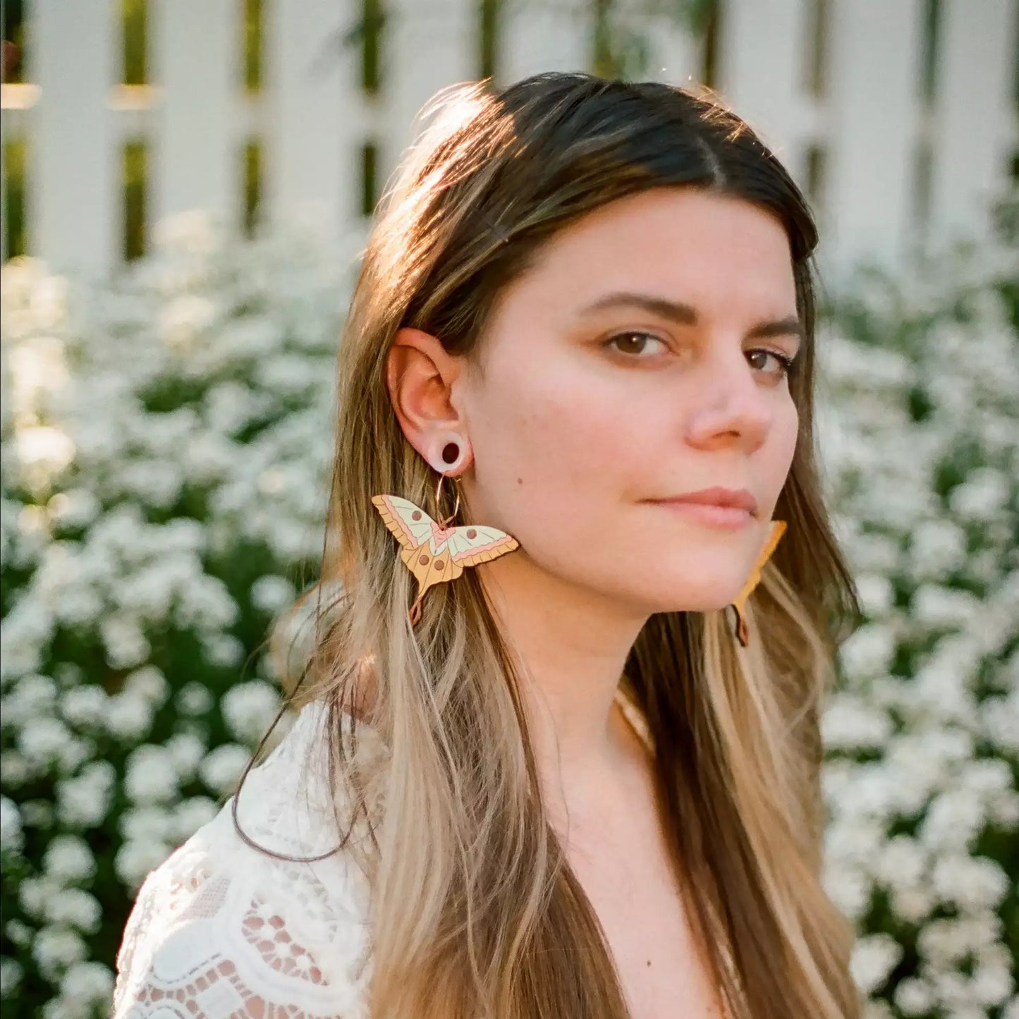 70s Moth Hoop Earrings