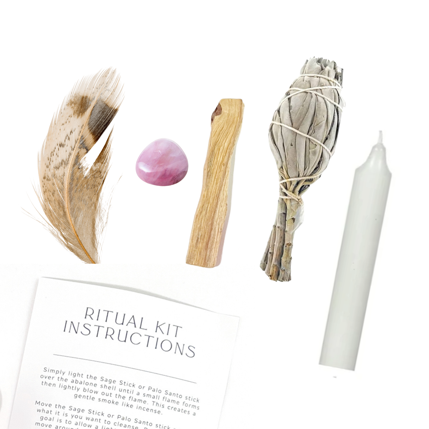 Love Ritual Kit Jar with Rose Quartz, Palo Santo + Sage