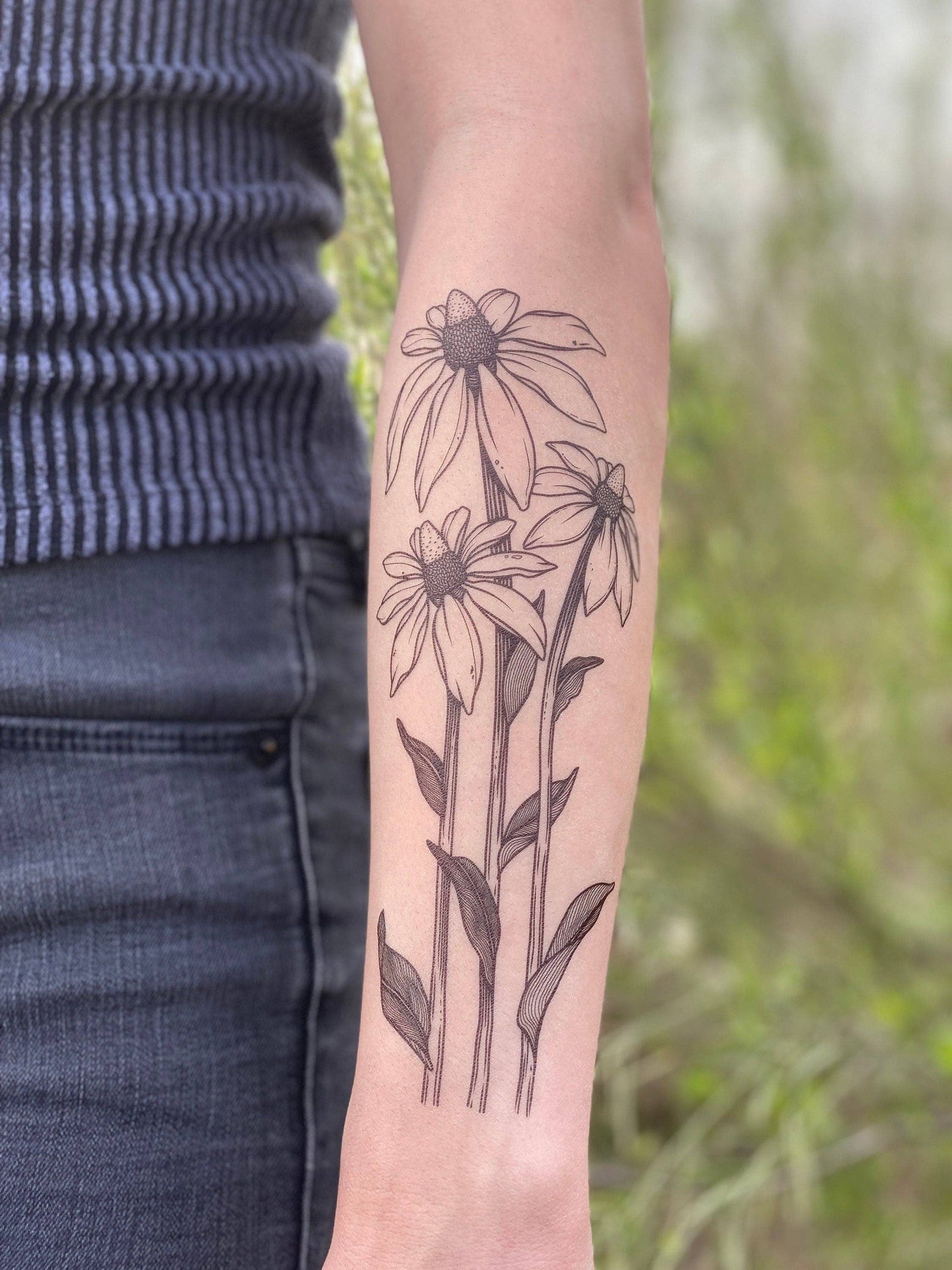 Coneflower Temporary Tattoo