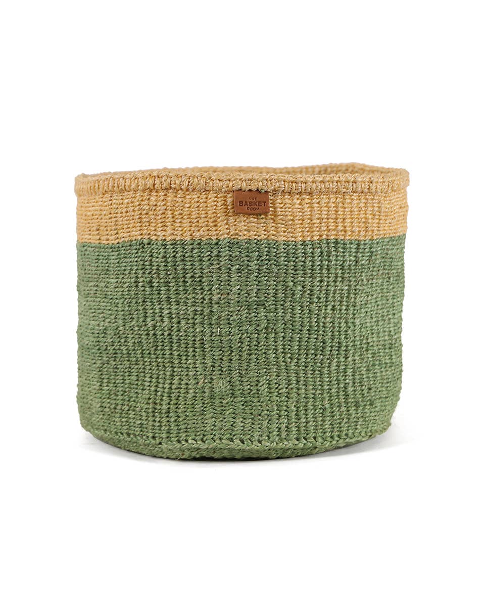 HAZINA: Green & Yellow Duo Colour Block Woven Basket