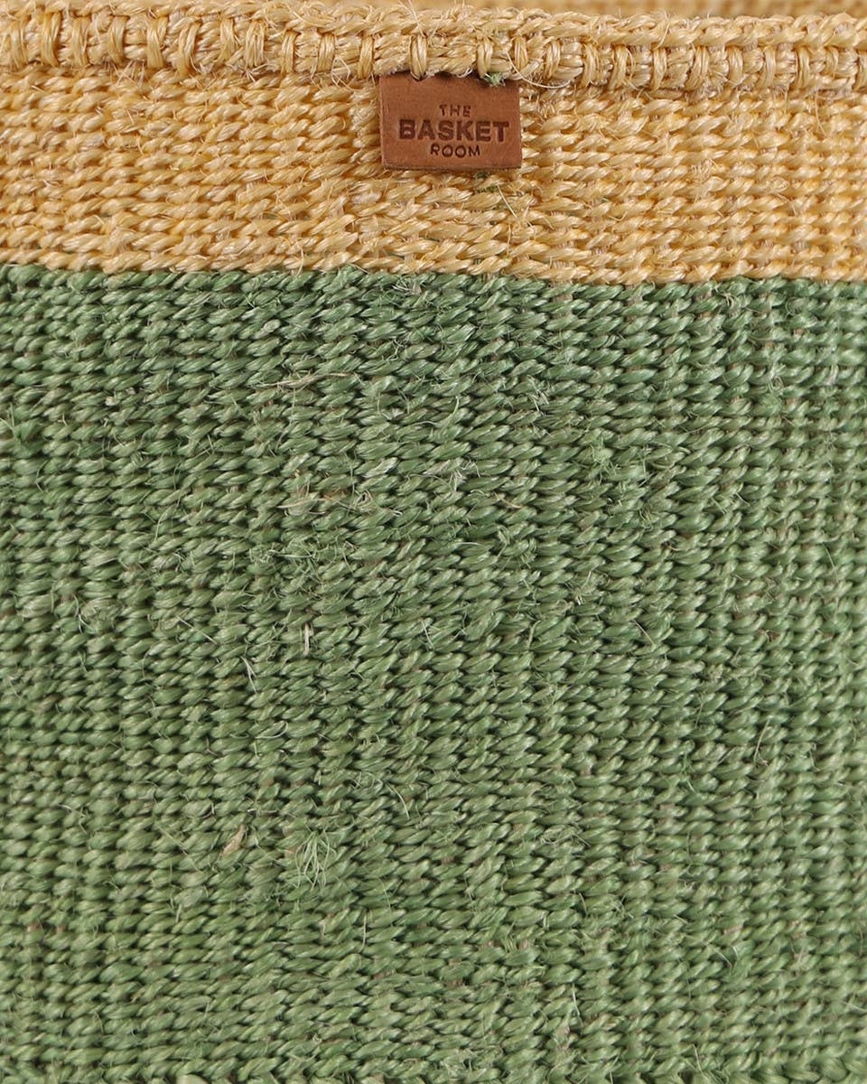 HAZINA: Green & Yellow Duo Colour Block Woven Basket