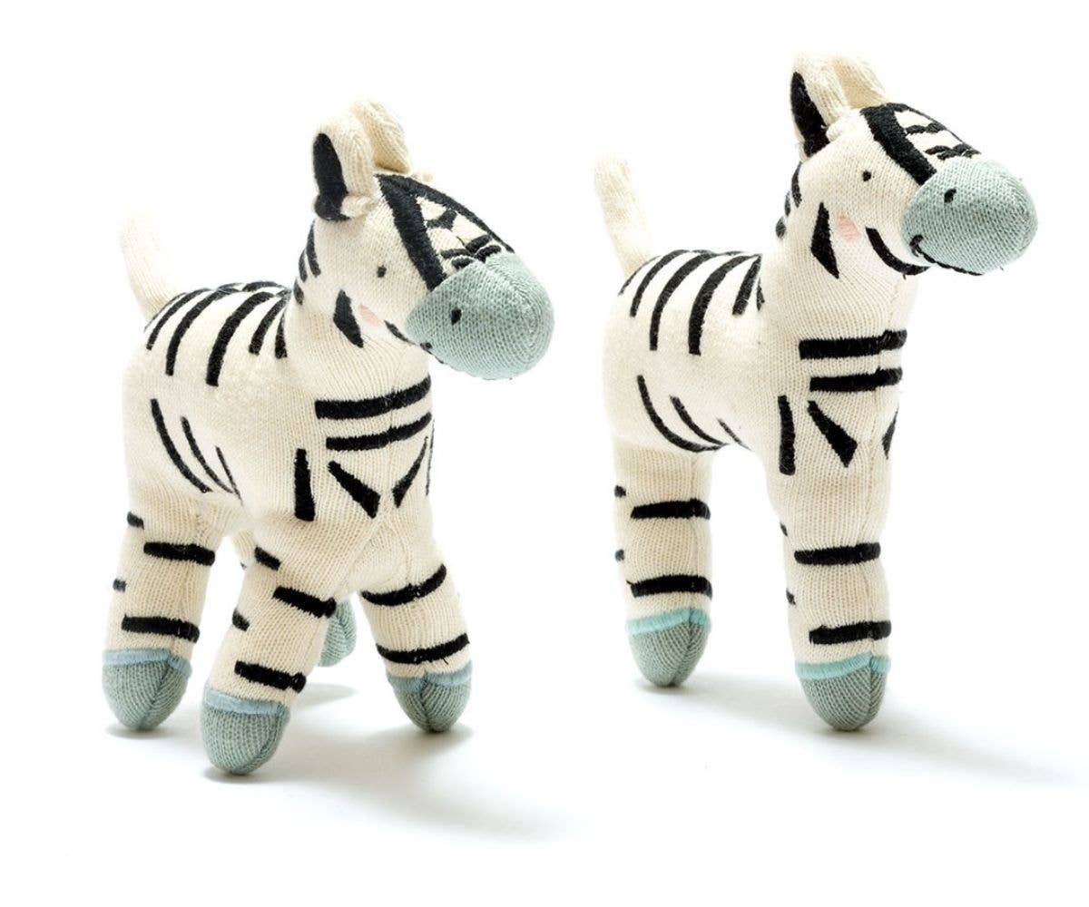 Small Organic Zebra Plush Baby Toy - 2 Legs