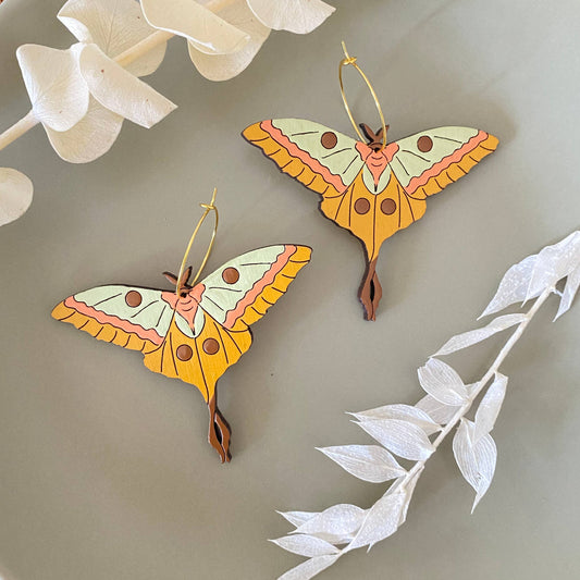 70s Moth Hoop Earrings