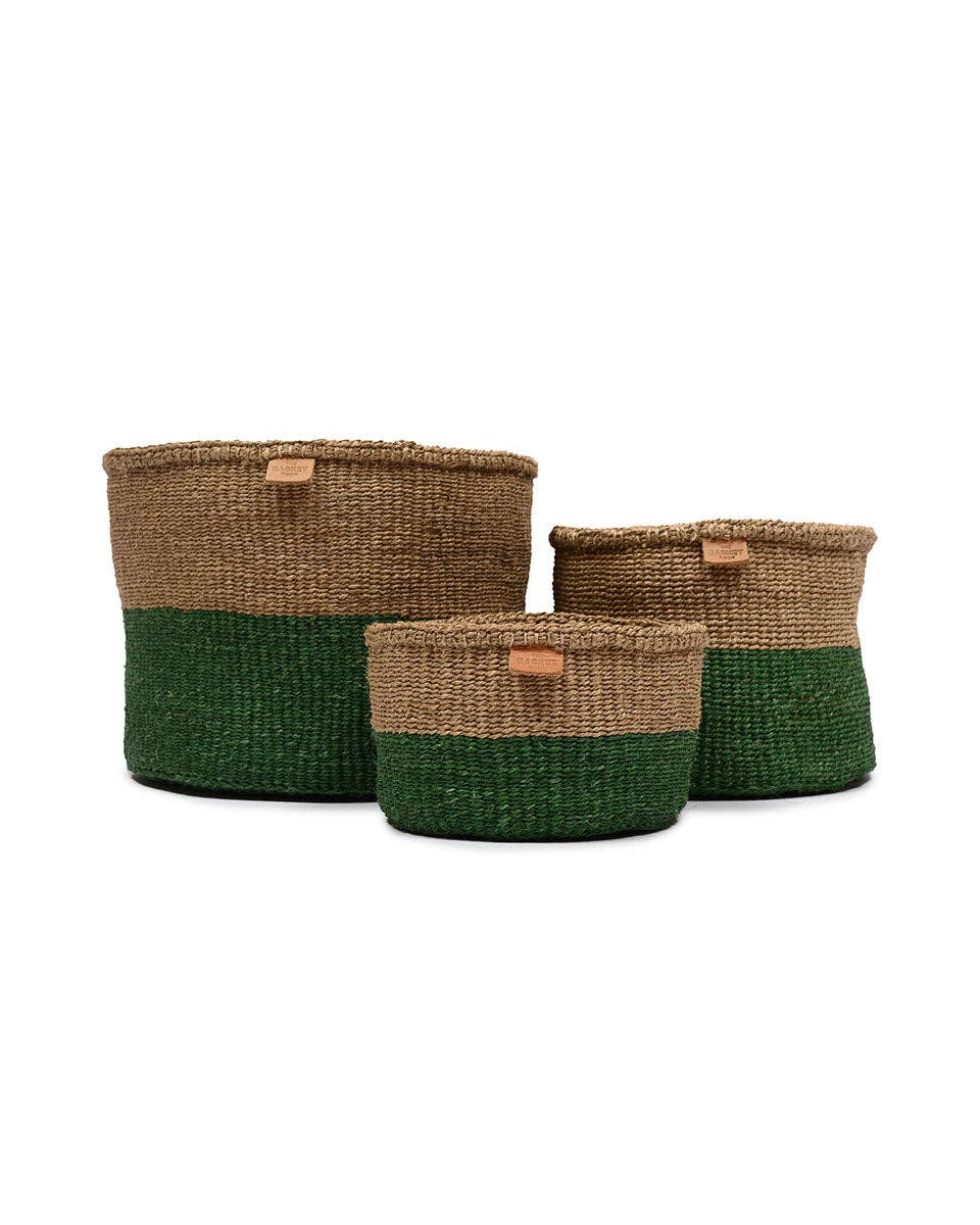 UMA: Green & Brown Duo Colour Block Woven Basket